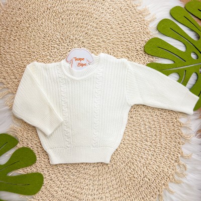 Blusa de Linha Ponto Alto Fechado - Off White